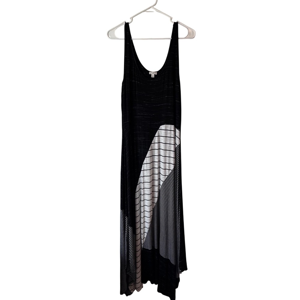 Spense Striped Colorblock Handkerchief Relaxed Hem Maxi Dress Womens Large